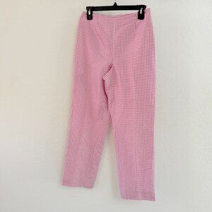 Ann Taylor Gingham Cropped Silk Pants‎ - Pink/White - Size 4